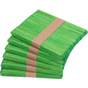 WISYOK 240 Pcs Green Popsicle Sticks for Crafts, 4.5 Inch Christmas Wooden Craft Sticks, Ice Cream Sticks, Christmas and St Patricks Day Crafts, Great for DIY Creative Designs and Children Education
