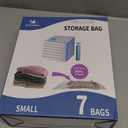 7 Pack Small Space Saver Vacuum Storage Bags for Clothing Travel, Vacuum Seal Compression Bags for Clothes, Packing, Luggage, Blankets, Comforters and Pillows, Hand Pump Included