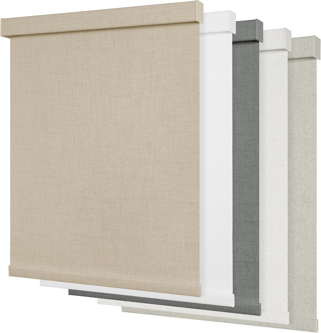 Blackout Linen Roller Shades for Windows, Beige, 69" W x 44" H
Pull Down Roller Blinds for Indoor Windows Cordless, Thermal Insulated UV Protection Blinds for Home Bedroom Office Door