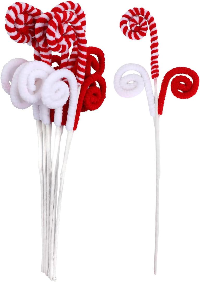 6pcs Candy Cane Christmas Decorations, 15.8 Inch Christmas Tree Picks Candy Cane Ornaments Tree Stuffers Decoration for Home Gift Boxes Festival Party Supplies (Mixed Colors)