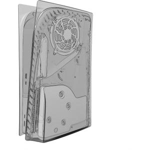 Geekria Transparent Cover Plates Compatible with PS5, PlayStation 5 Console Disc Edition, Hard Shockproof ABS Side Panels, Replacement Shell Gaming Accessories (Black)