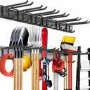 Garage Tool Organizer Wall Mount, 48inch Heavy-Duty Garage Storage System and Garden Tool Organizer with 6 Adjustable Double Hooks for Shovel, Snowboard, Yard Tools and Shed