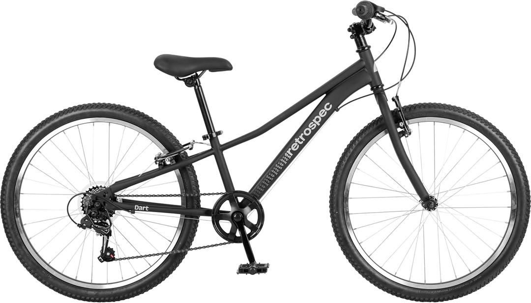 Retrospec Dart Kids Bike - 7-Speed Hybrid Bicycle for Ages 6-11 with 29in All-Season Tires & Shock Absorption - Adjustable Height Youth Bike with V-Brakes & Smooth Gear Shifting