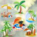 Konohan 12 Pcs/6 Pairs Palm Tree Screen Door Magnets Double Sided Stickers Decorative Flexible Screen Door Protector Magnetic Multicolor Refrigerator Summer Beach Magnets for Sliding Doors