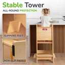 OCODILE Toddler Tower with a Sliding Door and 3 Adjustable Heights - Safe Toddler Kitchen Stool Helper with Support Feet - Updated Design for 18+ Months to 6-Year-Old Kids - Varnished
