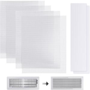 4 PCS DIY White Magnetic Vent Covers  13.8" x 11.8" Customizable Air Register with Easy-to-Cut Mesh & Magnetic Strips, Perfect Fit for Floor/Wall/Ceiling Vents, Home Vent SolutionsWhite