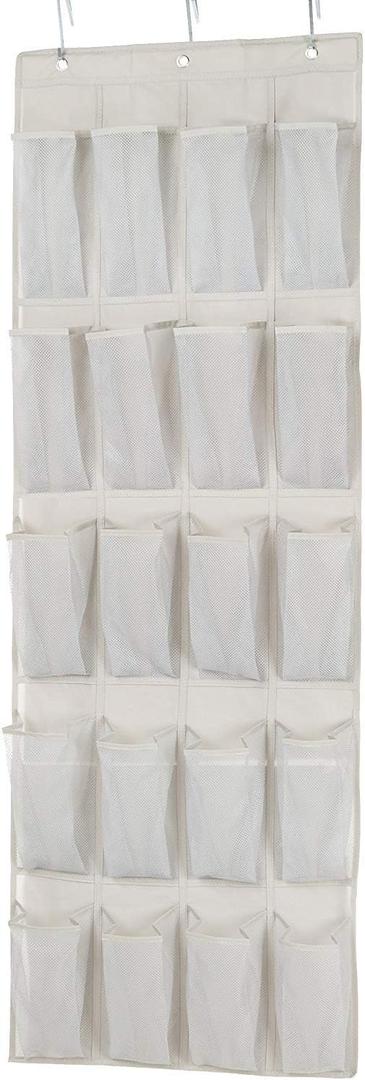 Amazon Basics 20 Large Pocket Over-the-Door Hanging Shoe Organizer, Grayish Tan