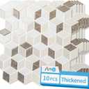 Art3d 10-Sheet Peel and Stick Backsplash Tiles, 12x12 Inch Self-Adhesive 3D Wall Tiles for Kitchen, Bathroom, Countertop - Thickened Waterproof Design (Light Brown)