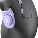 seenda Ergonomic Mouse Wireless, MOU-302 Bluetooth Vertical Mouse Rechargeable, Volume Knob, Silent Mice & 1000/1600/2400 DPI, 3 Multi-Device Connection for Windows/PC/Laptop/Mac/MacBook, Black Purple