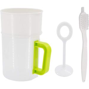 Multiple Usage Food Strainer Yogurt Strainer Maker Soy Milk Juice Tea Filter Stainless Steel Mesh Nut Milk Bag Replacement 1.5 Quart with Pitcher Handle Press Stick Brush