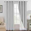 H.VERSAILTEX Linen Curtains 100% Blackout Curtains for Bedroom 102 inch Long Full Light Blocking Nature Linen Blended Window Curtains for Living Room Nickel Grommet (2 Panels, Glacier Gray)