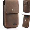 Topstache Leather Phone Holster for iPhone 17/16/15/14/13 Pro Max & Plus - Belt Clip Cell Phone Case for Galaxy S25/S24/S23 Ultra & Plus - Leather Belt Holder Pouch for Men, XL, Dark Brown
