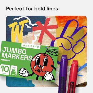 ARTISTRO Poster Markers  Jumbo Set Acrylic Markers with 15mm Wide Jumbo Tip for Murals Tagging Posters - Large for Rock Wood Plastic Leather Metal Fabric Ceramic