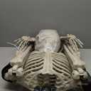 JOYIN 5.6 FT Halloween Posable Life Size Skeleton, Full Body Realistic Bones with Movable Joints, Giant Skeletons Halloween Decorations for Indoor Outdoor Haunted House Props, Spooky Scene Party Decor (Yellow)