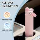 26oz Insulated Water Bottle with 2-in-1 Straw and Spout Lid, 304 Stainless Steel Water Bottle Keep Cold for 24H,Leak-Proof,Sports Water Bottle with Braided Carry Strap for Travel,Outdoors,Cream White