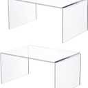 2 PC of 12'' Extra Large 5mm Thickness Clear Acrylic Risers, Acrylic Display Risers Shelf Showcase Fixtures for Jewelry, Display Stand for Amiibo Funko POP Figures, Cupcakes, Food Display, Cabinet- (12''x7.75''x6'', 2 sets