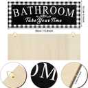 Jetec Buffalo Plaid Bathroom Decor Wooden Vintage Bathroom Wall Sign 13.8 x 5.1 Inch Take Your Time Farmhouse Wall Hanging Plaque Rustic Wood Black Checkered Decor for Restroom Home Door