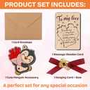 3 x NewEleven Valentines Day Gifts For Him Her Boyfriend Girlfriend - Penguin Card, Valentine's Day Gifts From Wife, Husband - Cute Couple Gift, Unique Message - Wooden Card