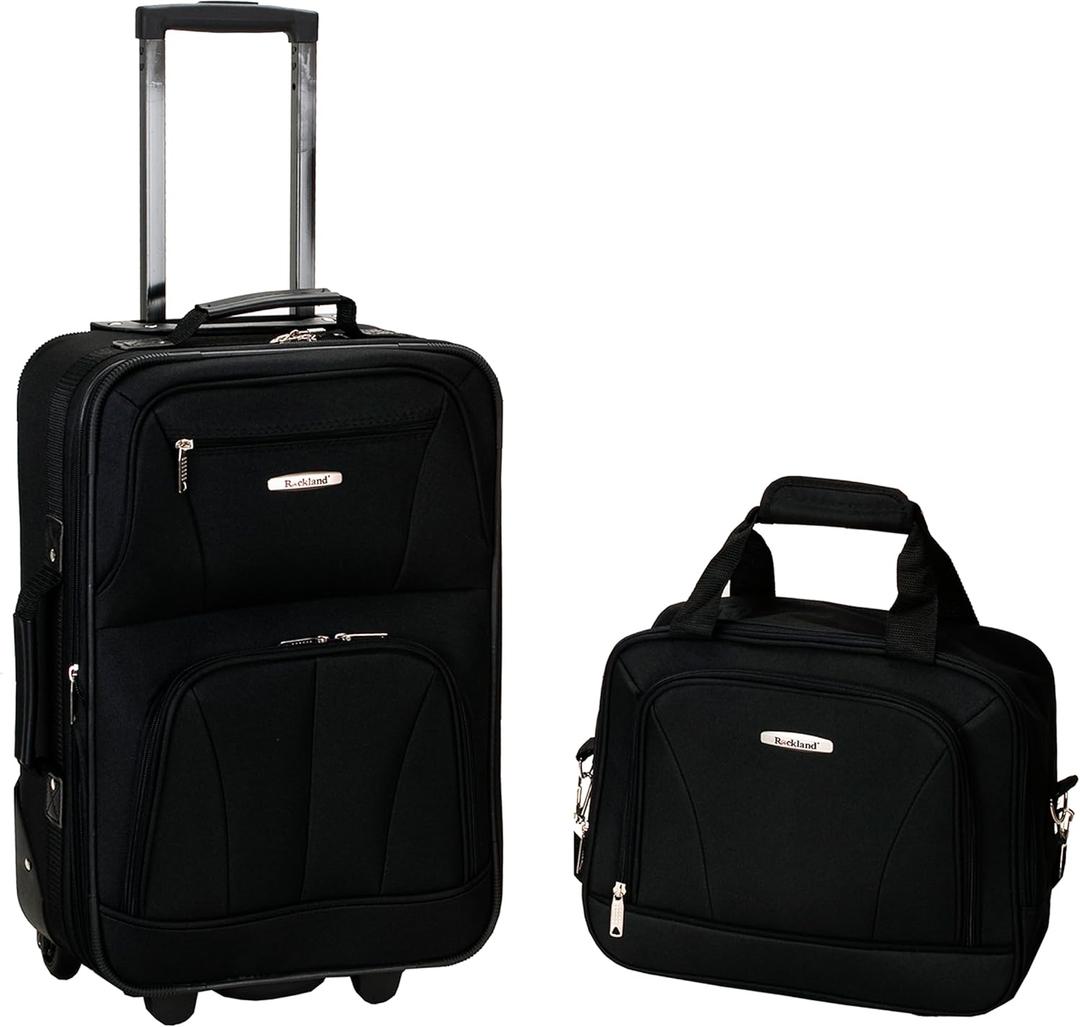 Rockland Fashion Softside Upright Luggage Set, Expandable, Black, 2-Piece (14/19)