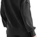 SUUKSESS Women 2 Piece Lounge Sets Oversized Quarter Zip Pullover Wide Leg Pants (Black, L)