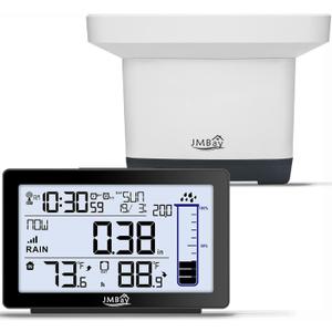 Wireless Rain Gauge Outdoor, Digital Rain Gauge Outdoors Best Rated with Thermometer,Accurate Self-Emptying Rain Measure Gauge for Garden,Remote Electronic Rain Meter,Freeze Proof Rainfall Measurer