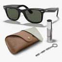Ray-Ban RB2140 Original Wayfarer Classic Polarized Square Shape Sunglasses With Eyewear Kit Bundle - High Bridge Fit - Formal and Casual Wear Square Sunglasses
