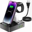 8 in 1 Wireless Charging Station, 100W USB C 2 Ports, Aluminum Alloy Cell Phone Charging Station Compatible with iPhone Series, iWatch, AirPods Pro