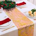 4 x Snowkingdom 2Pcs Gold Table Runner, 11108 Inch Red and Gold Sequin Glitter Foil Metallic Thin Mesh Table Runner, Sparkle Centerpiece for Wedding Party Birthday Holiday Kitchen Dinner Decoration
