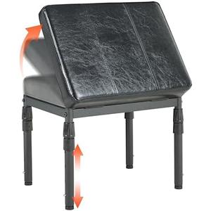 Adjustable Ottoman Pouf, 4 Height Position & 60 Degree Tilt Angle Synthetic Leather Ottomans Foot Stools Stool Pouffe FootStool Under Desk for Living Room Home Office(Black Synthetic Leather)