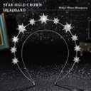 CAKURE Star Halo Headband Silver Rhinestone Goddess Headpiece Metal Mary Celestial Headpiece Bride Wedding Hair Accessories for Women