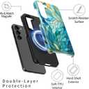 Esdot for Samsung Galaxy S23 Plus Case,Aesthetic Vintage Blue Leaves Wildflower Girly Shell,Compatible with Magsafe,Trendy Unique Retro Western Protective Slim Silicone Phone Cover for Women Girls