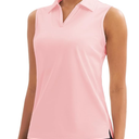 MAGCOMSEN Women's Sleeveless Golf Polo Shirts Collared Tank Tops UPF 50+ V-Neck Quick Dry Workout Athletic Tennis Tops, M