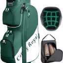 Golf Cart Bag:14 Way Full Length Divider Top Lightweight with Cooler Handles Rain Cover and Golf Shoe Bag Green