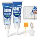 Tile Grout Repair Kit, 2 Pack Fast Drying Grout Filler for Bathroom, Kitchen, Shower, Versatile Triple Use with Grout Sealer, Replace Grout Pen for Restore Tile Joints Line (Grey