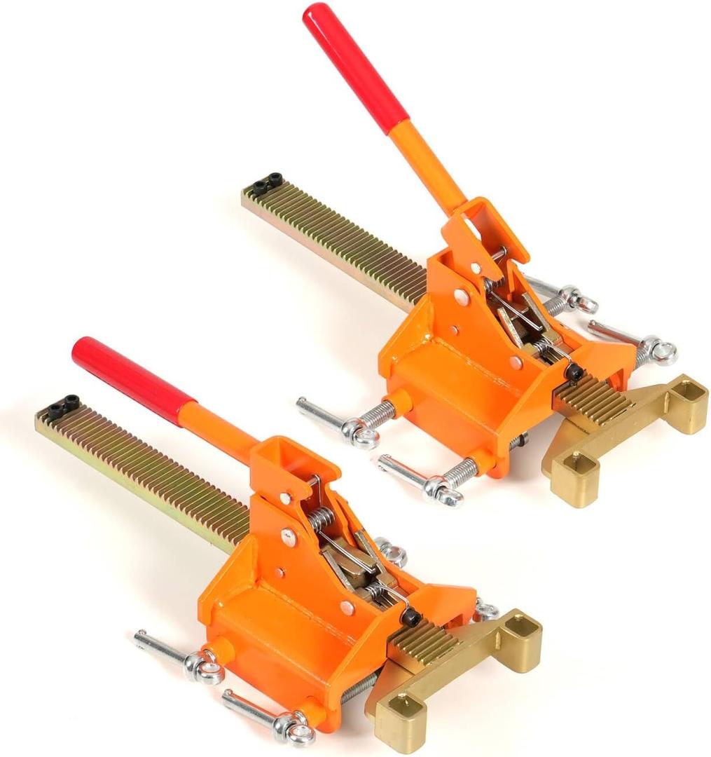 Heavy duty deck straightening tool - Quenched wear-resistant steel Deck board bending,With Precision Ratchet,Mechanism,Quick lock decks board tools function, Shock-Absorbing Grip,Spare Spring Kit (Medium, Orange)