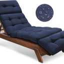 Waterproof Chaise Lounge Chair Cushions Outdoor 74.4 x 22 x 4.7 Inches Memory Foam Patio Lounge Chair Cushions for Outdoor Furniture with Ties, Thickened Pool Lounge Chair Cushion, Navy