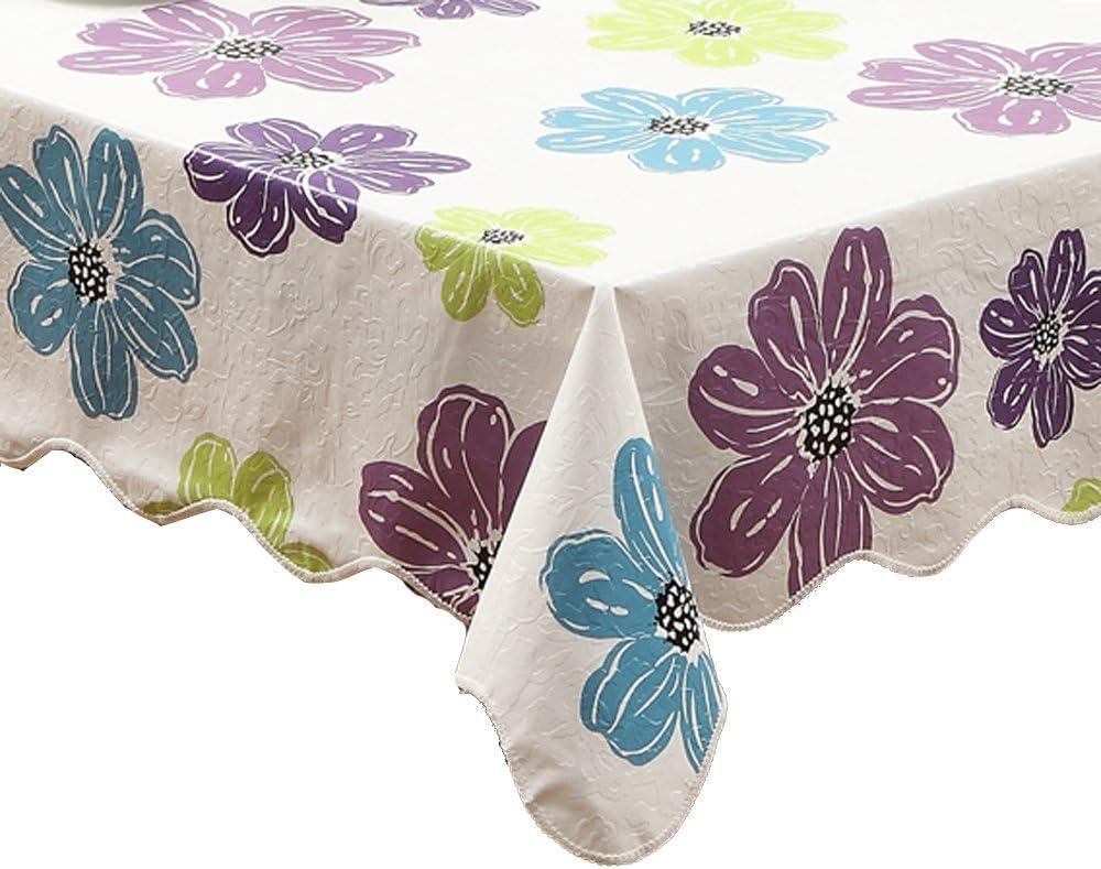 Waterproof Vinyl Tablecloth with Flannel Backing  Heavy Duty, Wipeable, Spillproof, Stain-Resistant, Oblong (60" x 90")  Indoor & Outdoor Use