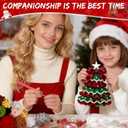 DIY Crochet Christmas Tree Kit,Handmade Crochet Christmas Tree,Tree Bow Pearl Embellishment,Beginner Christmas Crochet Kit,Christmas Craft Kit with Yarn Hook Beads Instructions