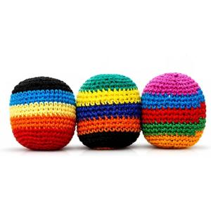 3PCS Hacky Hand-Made Knitted Footbag Set, Crochet Footbags for Adults & Beginners, Assorted Random Color Kick Sack Balls, Juggling Balls for Coordination Training, Outdoor Games, Party Favors