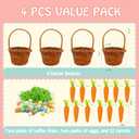 2 x Easter Basket Decorations Set, 4 Mini Baskets with Grass, 40 Foam Eggs, 12 Foam Carrots for Home Decor, Party Favors, Holiday Crafts