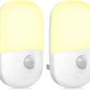 MAZ-TEK Plug in Motion Sensor Dimmable Night Light, Soft Warm White LED Nightlight with Dusk to Dawn Motion Sensor, Adjustable Brightness for Bedroom, Bathroom, Kitchen, Hallway, Stairs,2 Pack