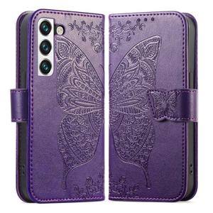 DiGPlus Galaxy S22 5G Wallet Case, [Butterfly & Flower Embossed] PU Leather Wallet Case Flip Protective Phone Cover with Card Slots and Kickstand for Samsung Galaxy S22 6.1-Inch (Purple)
