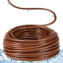 150 ft 1/4 Inch Drip Irrigation Tubing with 8" Emitter Spacing Brown Hydroponics Dripline Hose Irrigation Drip Line Emitter Tubing Parts for Gardens Greenhouse Bed Flower Efficient Watering