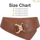 JASGOOD Women's Fashion Vintage Wide Elastic Stretch Waist Belt with Gold Interlock Buckle Belt (Brown, L)
