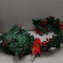 Christmas Garlands,2.7M/ 9FT Christmas Garland,Christmas Garland with Lights, and Berries and Balls,for Fireplaces,Stairs, Interior Decoration,Christmas Decoratio (Red)