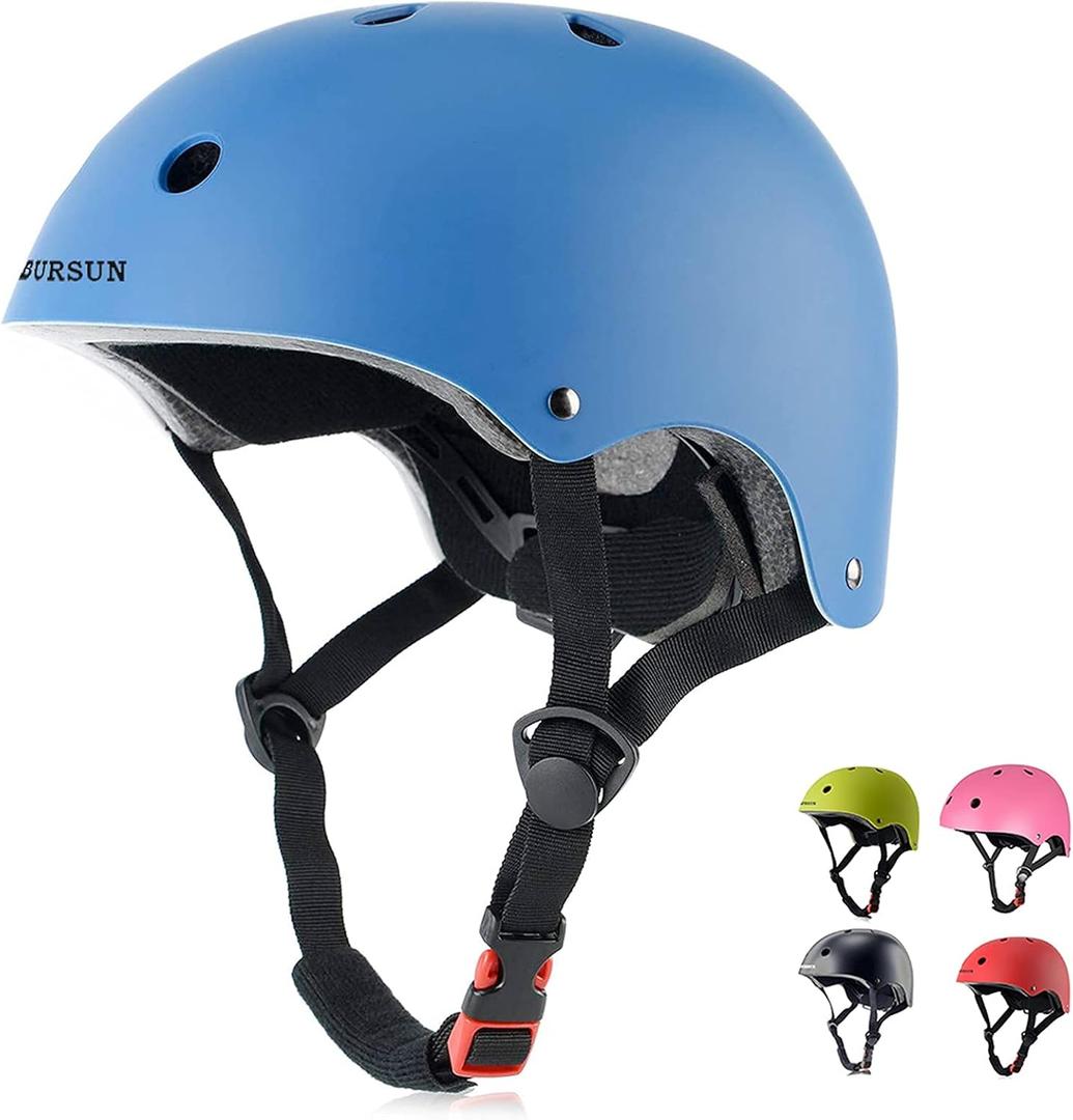 BURSUN Kids Bike Helmet Ventilation & Adjustable Toddler Helmet for Ages 2-14 Kids Boys Girls Multi-Sport Helmet for Skateboard Roller Skateing Bicycle Scooter blance Bike Medium