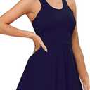 Womens Sleeveless 2-in-1 Athletic Tennis Golf Dress Underneath Workout Active Dresses with Built-in Shorts (Medium, Navy)
