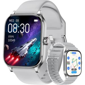 Smart Watch for Women Men, Smartwatches with Map and GPS, Heart Rate/SpO2/Sleep/Stress Monitor, 100+ Sports Fitness Watches, IP68 Waterproof Activity Tracker for Android/iOS Phone (Silver, 1.96")