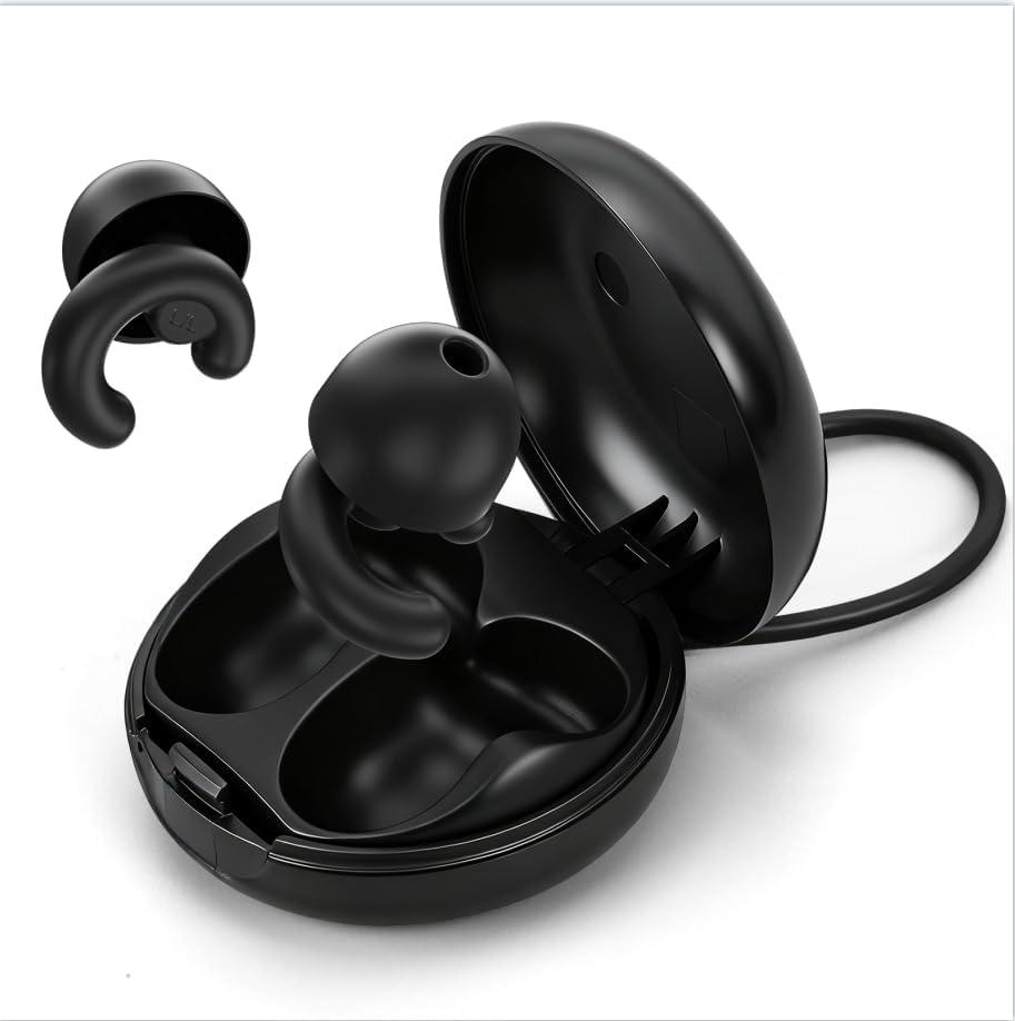 Ultra-Soft Noise Cancelling Ear Plugs, Reusable Silicone for Sleep Concerts Travel Office,33dB (NRR),Ergonomic Integrated Design Fit for Small Ear Canals Noise Sensitivity (Black, 1 Pair)
