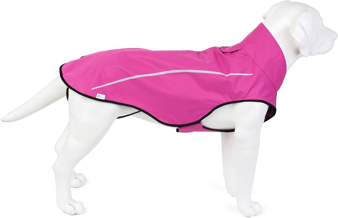 Mile High Life Dog Raincoat, Adjustable Waterproof Reflective Rain Jacket for Small Medium Large Dogs, Lightweight Breathable Pet Rain Coat with Leash Hole(Hot Pink,M Chest 26-32")